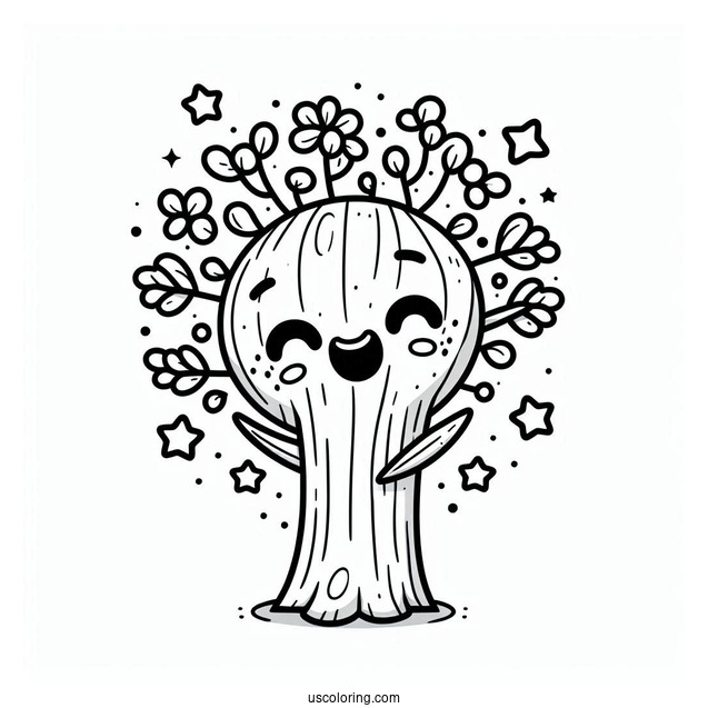 Happy Sprunki Coloring Page Of Mr Tree