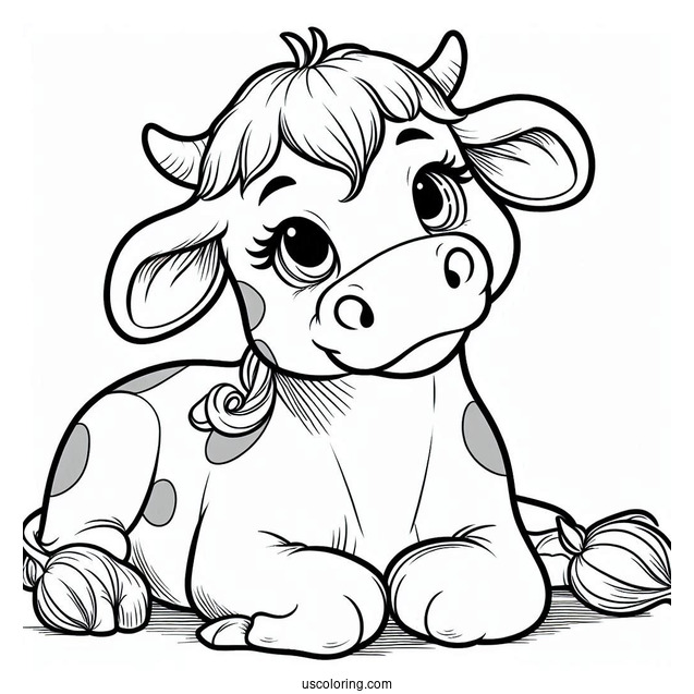 Smiling Cow For Coloring In