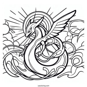 Ultimate Rayquaza Coloring Page Outline