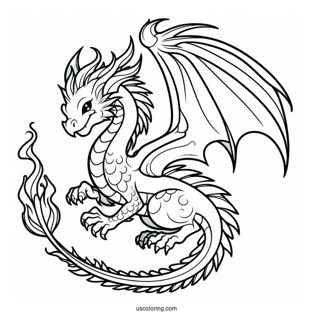 Simple Outline Of a Dragon To Color For Kids