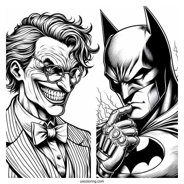 Detailed Joker Vs Batman Coloring For Adults