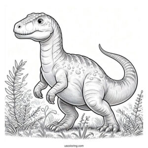 Anchisaurus Dinosaur Coloring Page Of Walking On Grass