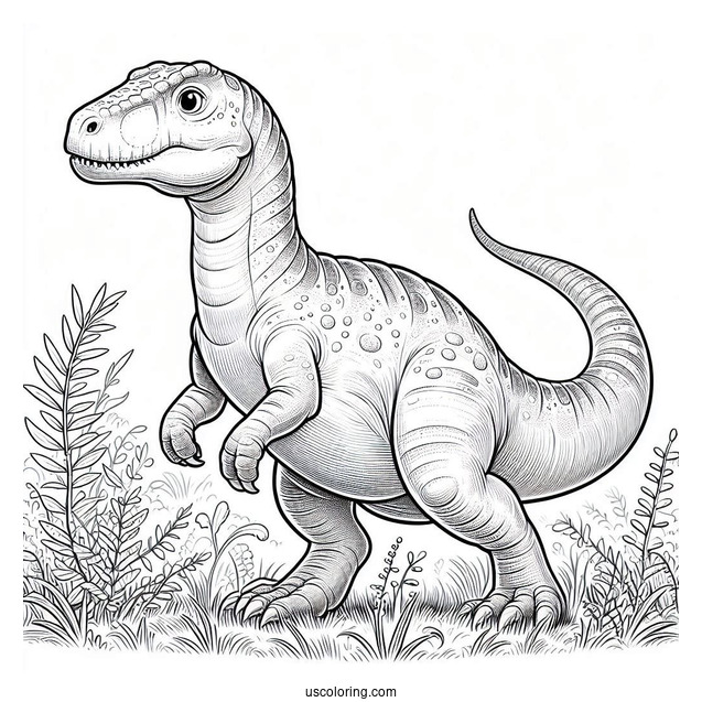 Anchisaurus Dinosaur Coloring Page Of Walking On Grass