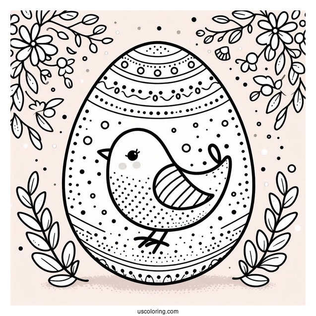 Bird And Polka Dots Easter Egg Design