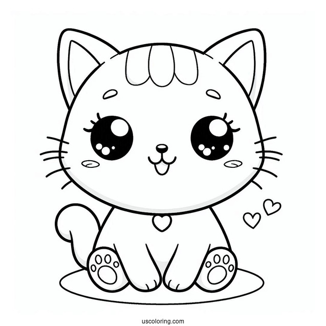 Cute Coloring Page Simple Cat Smiling For Preschoolers