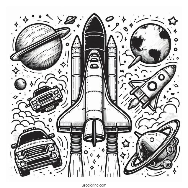 NASA Space Shuttle Discovery Coloring Page