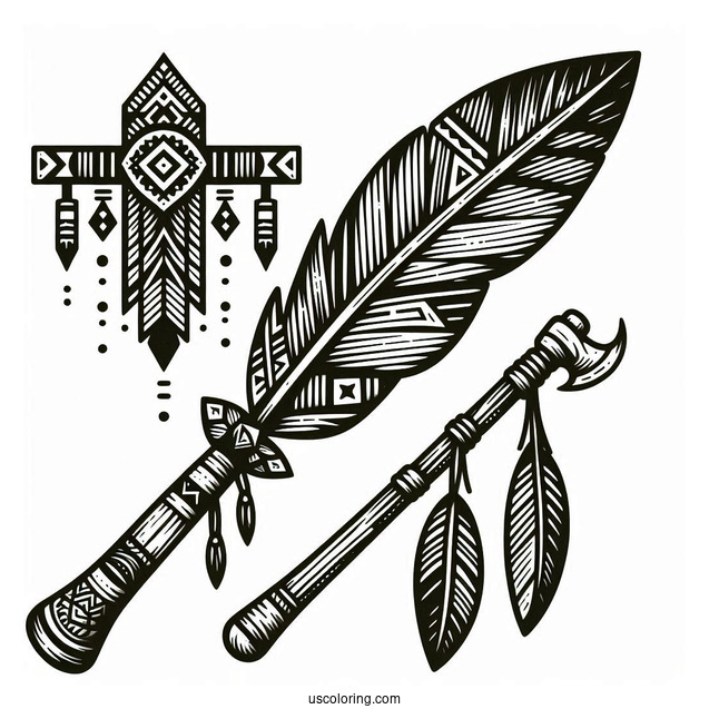 Native American Coloring Page Tomahawk For Kids