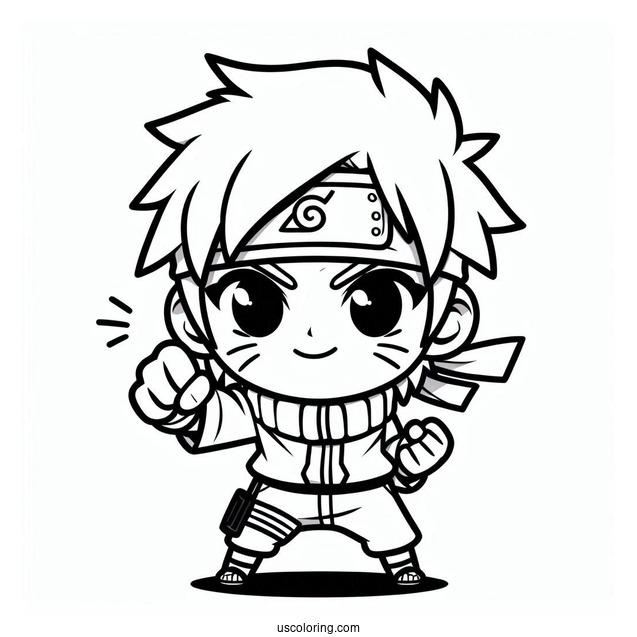 Chibi Naruto Coloring Page Doing Fist Pump