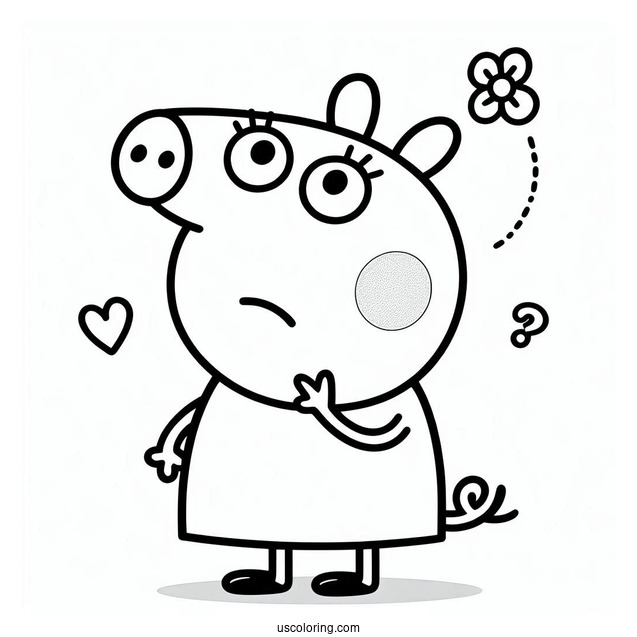 Concerned George Pig Coloring Page