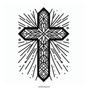 Easy Stained Glass Cross To Color For Kids