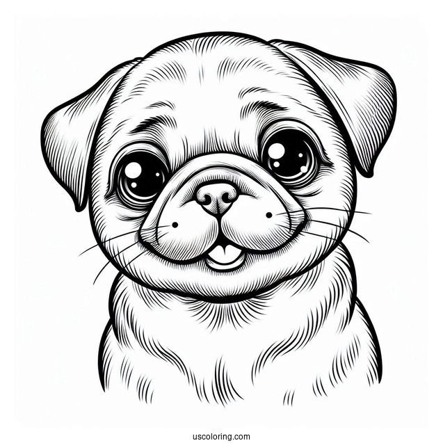 Pug With Cute Puppy Eyes To Color