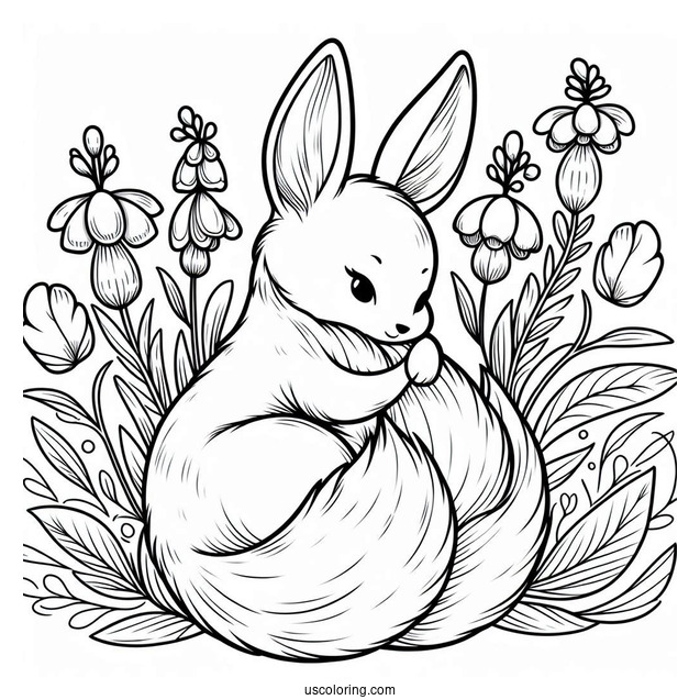 Cream The Rabbit Hugging Tails Coloring Page