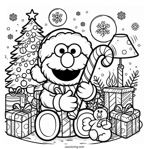 Christmas Themed Elmo Coloring Sheet