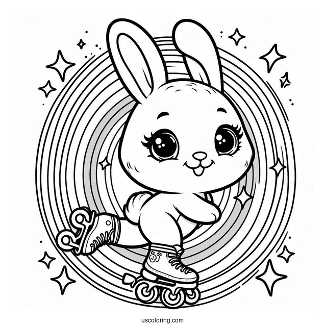 Sunny Bunnies Coloring Page Of Shiny Rollerblading On The Rainbow