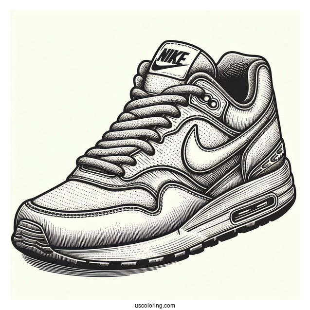 Vintage Nike Coloring Page Of Shoe Artwork