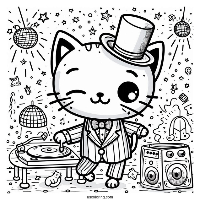 Pete The Cat At a Disco To Color