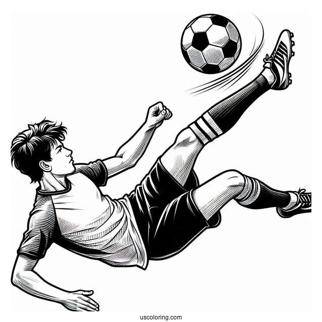 Soccer Player Doing Bicycle Kick To Color