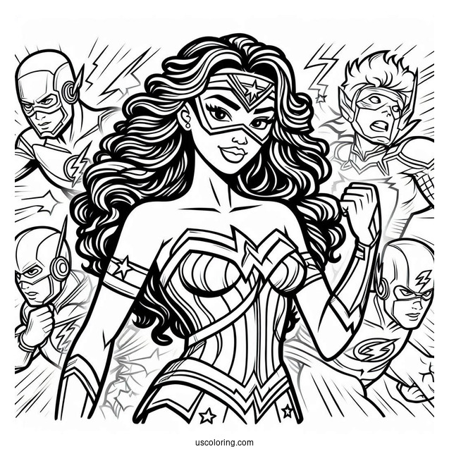 Simple Justice League Coloring Page Cartoon For Kids