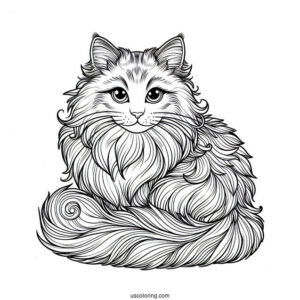 Norwegian Forest Cat Coloring Sheet