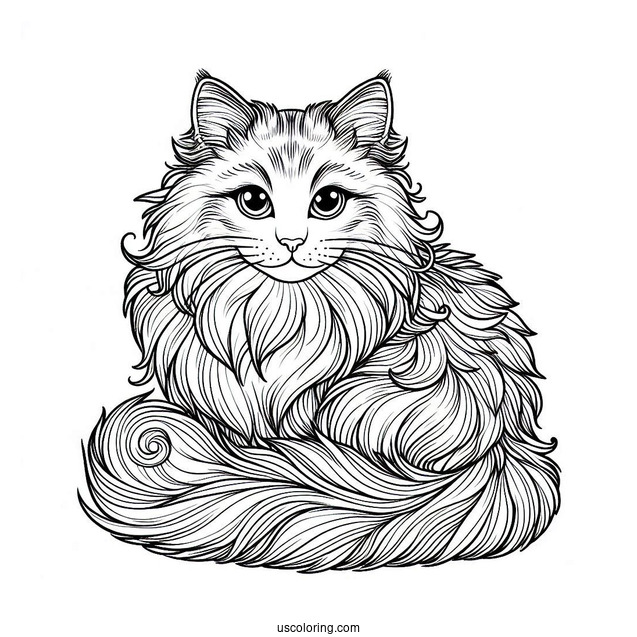 Norwegian Forest Cat Coloring Sheet