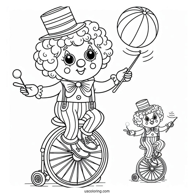 Clown Juggling While On Unicycle