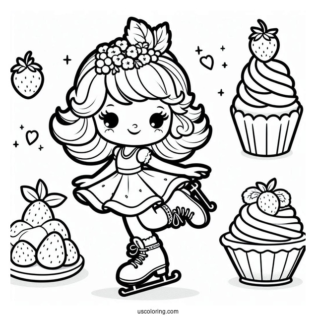 Strawberry Shortcake Coloring Page of Lemon Meringue Ice Skating