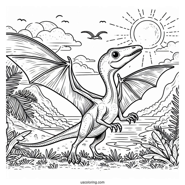 Large Pterodactyl Coloring Page Under The Sun