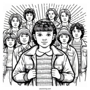 Eleven Protecting Her Friends Coloring Page