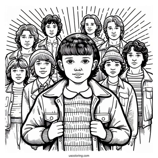Eleven Protecting Her Friends Coloring Page