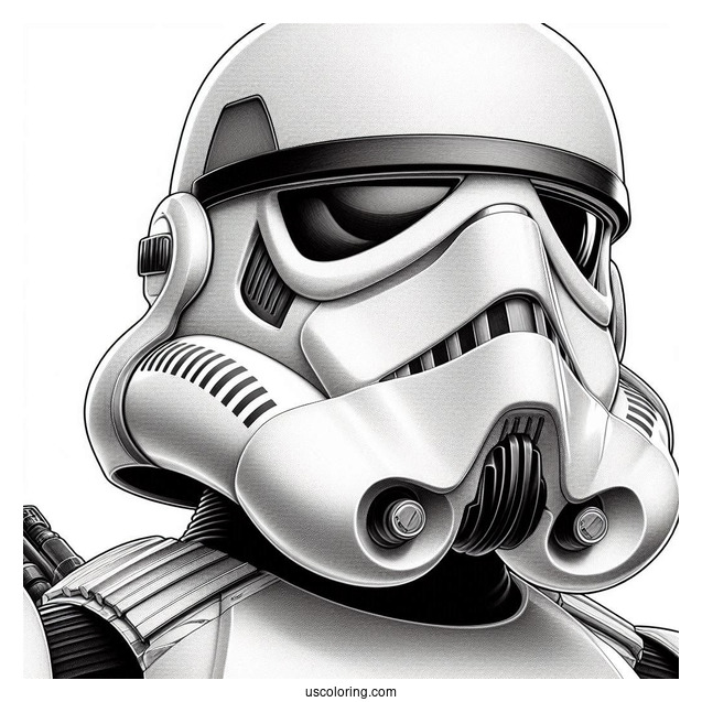 Realistic Close Up Of Stormtrooper Coloring Page