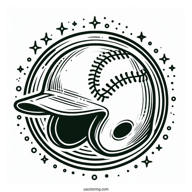Simple Outline Of a Baseball Helmet