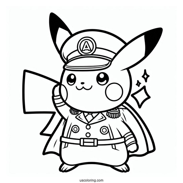 Captain Pikachu Coloring Page