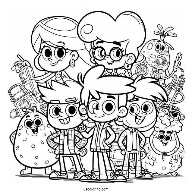 Famous Nickelodeon Coloring Page Of Characters Poster