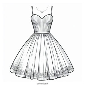 Short Tube Dress Coloring Page With Long Overskirt