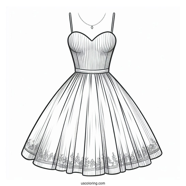 Short Tube Dress Coloring Page With Long Overskirt