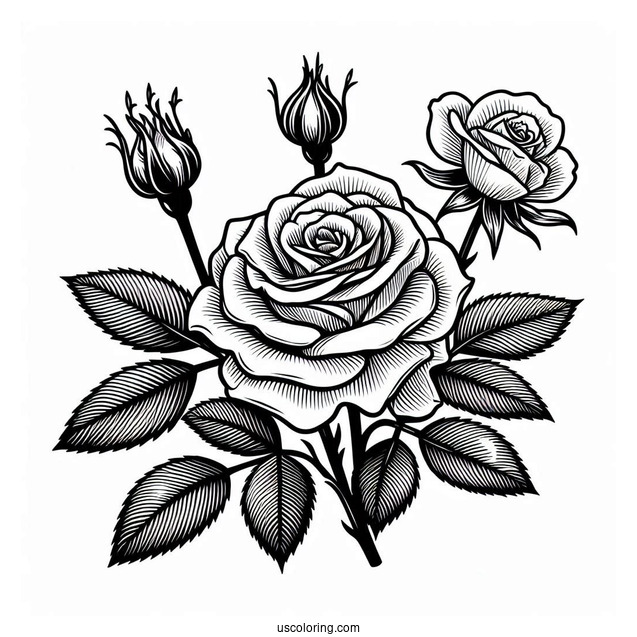 Blooming Roses Coloring Sheet