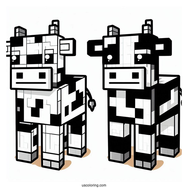 Minecraft Cow Coloring Page For Kids
