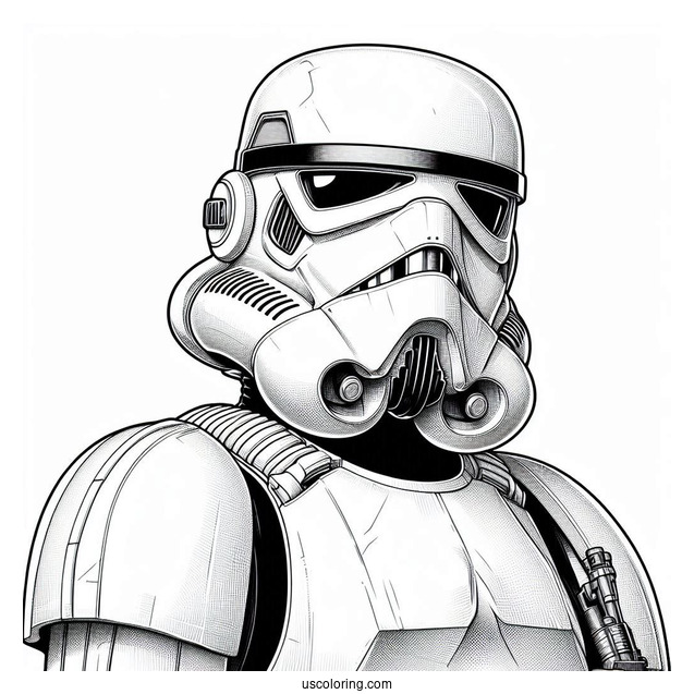 Realistic Close Up Of Stormtrooper Coloring Page