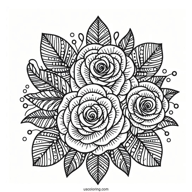 Detailed Rose Mandala For Relaxation