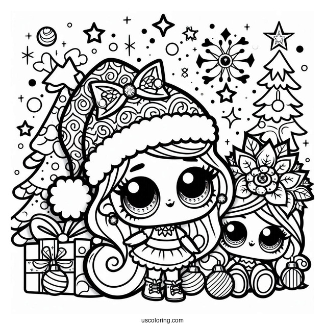 Christmas Themed LOL Surprise Coloring Page