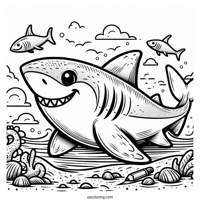 Smiling Hammerhead Shark Coloring Page