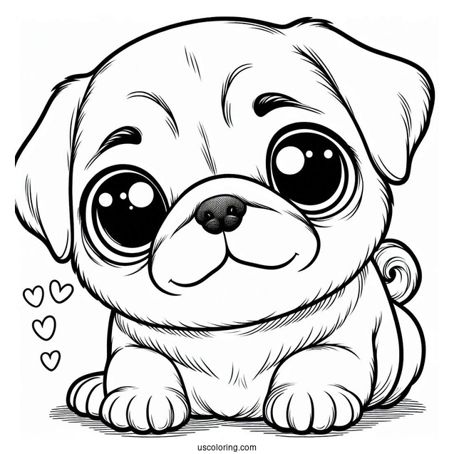 Pug With Cute Puppy Eyes To Color