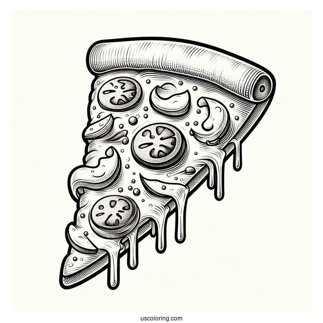 Pizza Slice With Lots Of Melting Cheese To Color