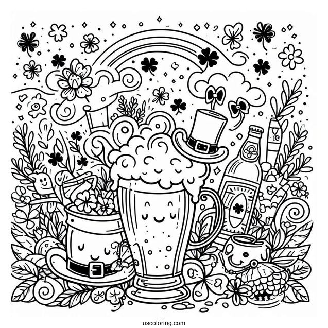 Celebratory Happy St Patrick_s Day Coloring Page