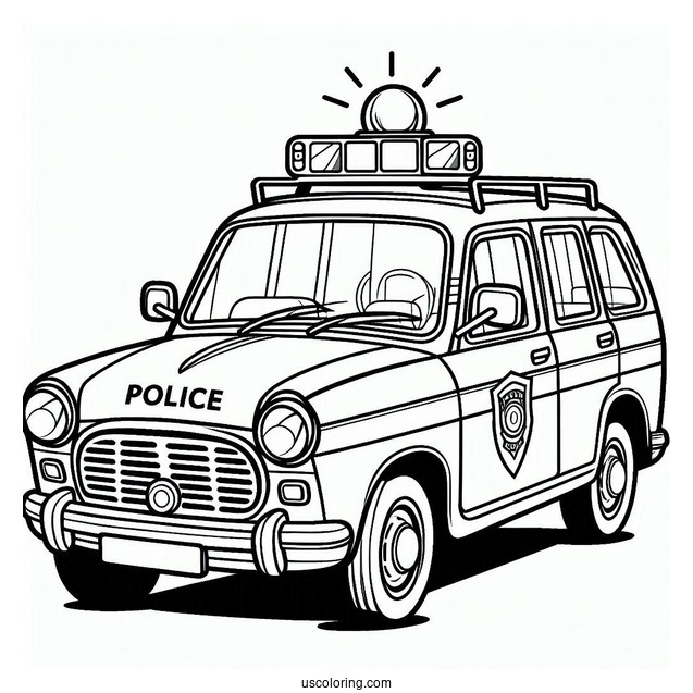 Easy Outline Of Police Car To Color For Kids