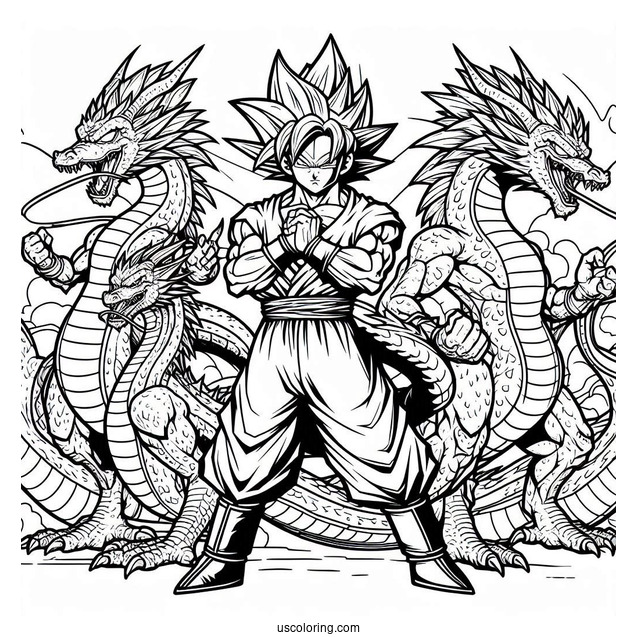 Detailed Coloring Sheet Of Dragon Team