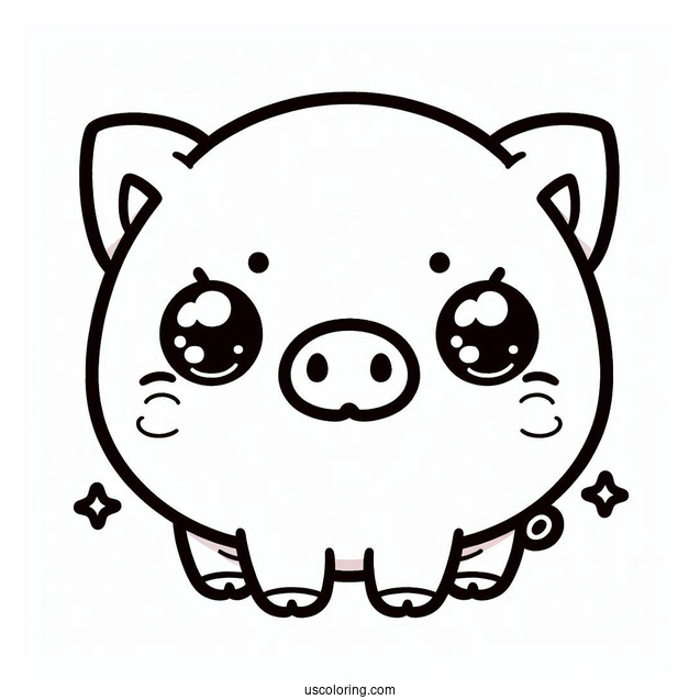 Cute Kawaii Pig Coloring Sheet