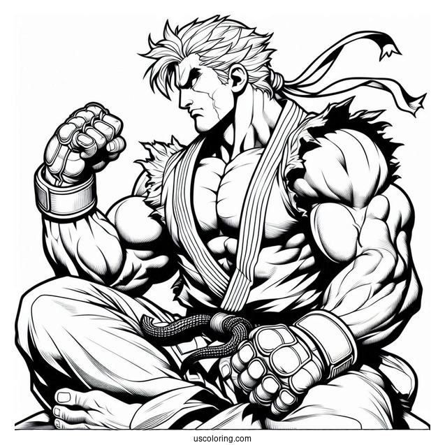 Street Fighter Coloring Page Of Ken Masters For Kids