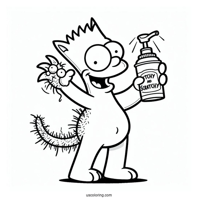 Coloring Page Of Itchy And Scratchy_