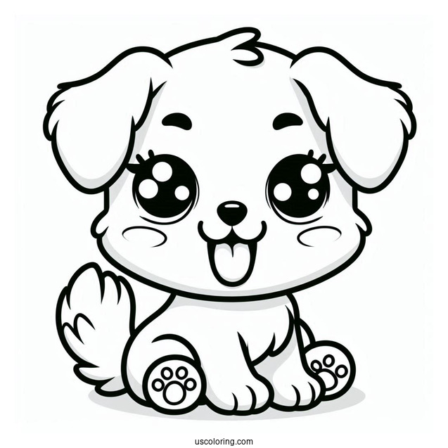 Adorable Puppy With Tongue Out Coloring Page For Preschoolers
